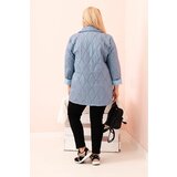 Kesi Włoski Plus Size women's quilted jacket with collar and button denim blue | Eponuda.ba