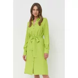 Pinko Obleka s primesjo svile zelena barva