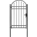  Vrata za ogradu ASSEN s lučnim vrhom čelik 102x175 cm crna | Eponuda.com