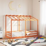The Living Store Otroška postelja s streho voščeno rjava 90x190 cm borovina - Otroška Postelja, (21428326) Cene