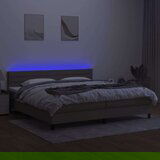  Krevet box spring s madracem LED smeđesivi 200x200 cm tkanina | shoptok.hr