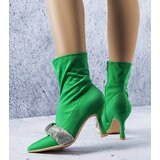 Gemre Green ankle boots embellished with rhinestones Caisse | shoptok.hr