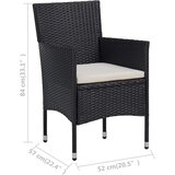  3-dijelni vrtni bistro set od poliratana i kaljenog stakla crni | shoptok.hr