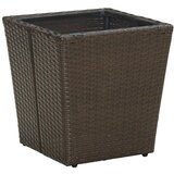 vidaXL Čajna mizica rjava 41,5x41,5x44 cm poli ratan in kaljeno steklo, (20625641) | Shoptok.si