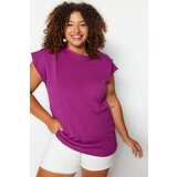 Trendyol Curve Plus Size T-Shirt - Purple - Relaxed fit Cene