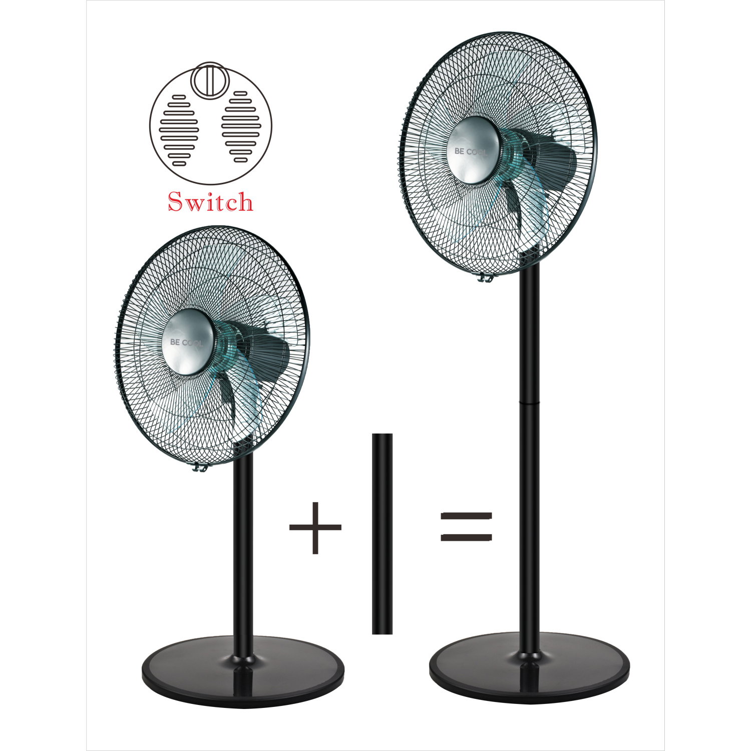 BE COOL ventilator BC40STTI2202 40cm 2 u 1 crni | shoptok.hr