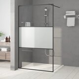 Pregrada za tuš crna 115 x 195 cm s napola mutnim staklom ESG | shoptok.hr