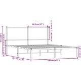 vidaXL Kovinski posteljni okvir z vzglavjem dimljen hrast 140x200 cm | Shoptok.si