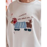 DStreet Bluza damska oversize z haftem DOGSWEETY cappuccino | Shoptok.si