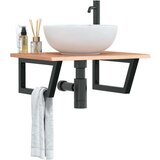 vidaXL Zidna polica za Lavabo - Umivaonik od čelika i masivne hrastovine | shoptok.hr