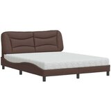  Postelja z vzmetnico rjava 160x200 cm umetno usnje | Shoptok.si