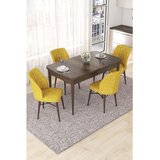 Hanah home trpezarijski set Nef, sto na razvlačenje i 4 stolice, ploča u dekoru drveta Baroque, senf žuta tkanina Jerry | Eponuda.com