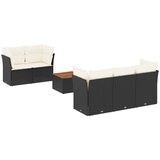  6-dijelni set vrtnih sofa s jastucima crni od poliratana | shoptok.hr