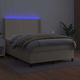 vidaXL Box spring postelja z vzmetnico LED krem 140x190cm um | Shoptok.si