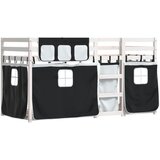vidaXL Pograd z zavesami bel in črn 75x190 cm trdna borovina, (21152155) | Shoptok.si