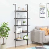  Naslanjajuća polica s 5 razine crna 64x35x185 cm | shoptok.hr