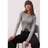 TRENDYOLMILLA ženska bluza Twoaw26Bz00193, siva Cene