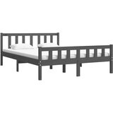  Posteljni okvir siv iz trdnega lesa 140x190 cm, (20645632) | Shoptok.si