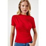  Women's Red Gathered Detailed Viscose Blouse Cijene