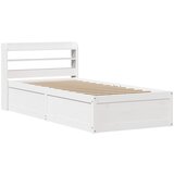 Maison Chic Posteljni okvir - Enojna postelja - Postelja za odrasle z vzglavjem bel 100x200 cm trdna borovina, (21695177) | Shoptok.si