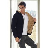 Dewberry 14455 Furry Hooded Mens Sports Slim Fit Cardigan-NAVY Cene