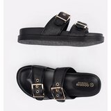 GOODIN Black flat flip-flops with buckles | shoptok.hr