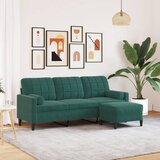 vidaXL Trosjed s tabureom tamnozeleni 180 cm baršunasti Cene