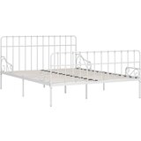 The Living Store Posteljni okvir z letvenim dnom bel kovinski 200x200 cm - Posteljni Okvir, (21526927) | Shoptok.si