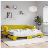 vidaXL Dnevni krevet na razvlačenje s madracima žuti 100x200 cm baršun | shoptok.hr