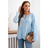 Kesi Włoski Shirt blouse with an embroidered pattern blue Cijene