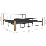 Kovina okvir za krevet od metala i masivne hrastovine 200 x 200 cm | shoptok.hr