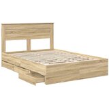  Krevetna konstrukcija s ladicama Sonoma hrast 150 x 200 cm | shoptok.hr