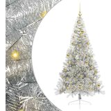 vidaXL Umjetna preddekorirana božićna jelka srebrna 210 cm PET | Shoptok.si