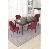 Hanah home trpezarijski set Nef, sto na razvlačenje i 4 stolice, ploča u dekoru drveta Baroque, bordo tkanina Jerry | Eponuda.com