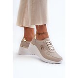 S. BARSKI Women's Leather Sneakers with Wedge Sole Beige S.Barski LR810 | shoptok.hr