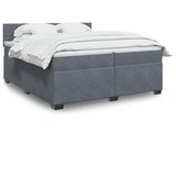 vidaXL Box spring postelja z vzmetnico temno siva 200x200 cm žamet Cene