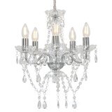 The Living Store Lestenec s kristalnimi kroglicami srebrn okrogel 5 x E14 - Lestenec, (21383441) Cene