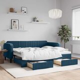  Dnevni krevet na razvlačenje s ladicama plavi 90x200 cm baršun | shoptok.hr