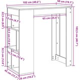  Barski stol s stalcima boja betona 102 x 50 x 103,5 cm drveni | shoptok.hr