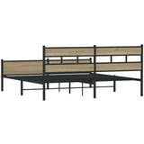 Metalni Kovinski posteljni okvir brez vzmetnice sonoma hrast 200x200 cm, (21608638) | Shoptok.si