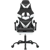  Gaming stol z oporo za noge črno in belo umetno usnje, (21377468) | Shoptok.si
