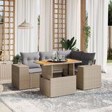 The Living Store Vrtna sedežna garnitura 5-delna z blazinami bež poli ratan - Vrtna Sedežna Garniture, (21468960) | Shoptok.si