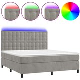  Box spring s madracem LED svjetlosivi 160x200 cm baršun | shoptok.hr