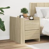  The Living Store Nočna omarica dimljeni hrast 45x50x50 cm inženirski les - Nočna Omarica, (21497527) | Shoptok.si