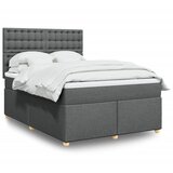 vidaXL Box spring posteljni z vzmetnico temno siv 140x190 cm blago | Shoptok.si