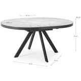 Marckeric Okrogla raztegljiva jedilna miza z dodatno ploščo s keramično ploščo ø 120 cm Bela – | Shoptok.si