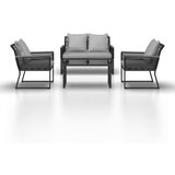 Bessagi Garden Lounge Garnitura Paulina, 4-Delno, Svetlo Siva, Črna | Shoptok.si