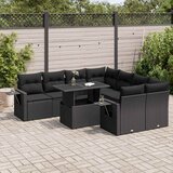 vidaXL 9-dijelni set vrtnih sofa s jastucima crni od poliratana | shoptok.hr