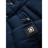 Ombre Men's lightweight jacket of combined materials with hood and decorative quilting - black | shoptok.hr