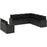  9-dijelni set vrtnih sofa s jastucima crni od poliratana Crna 65.5 x 62 x 69 cm | Shoptok.si